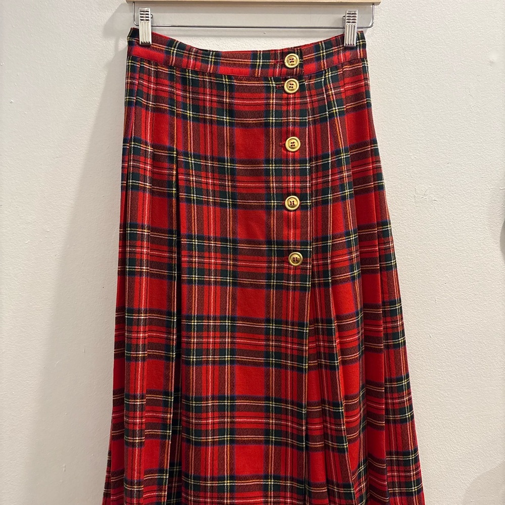 Plaid Red Button-Down Skirt